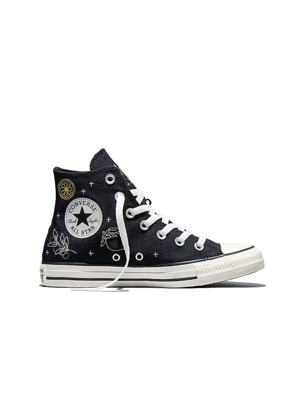 Converse Chuck Taylor All Star Black Embroidered High Top Lace-Up Women 8.5 NEW - Picture 1 of 16